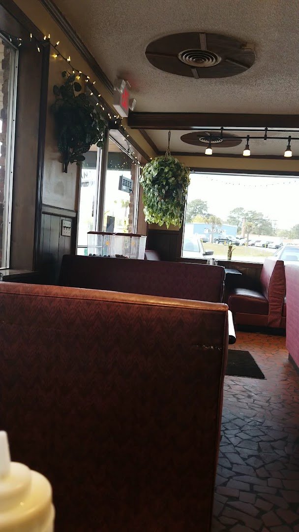 Breakfast and lunch tables inside