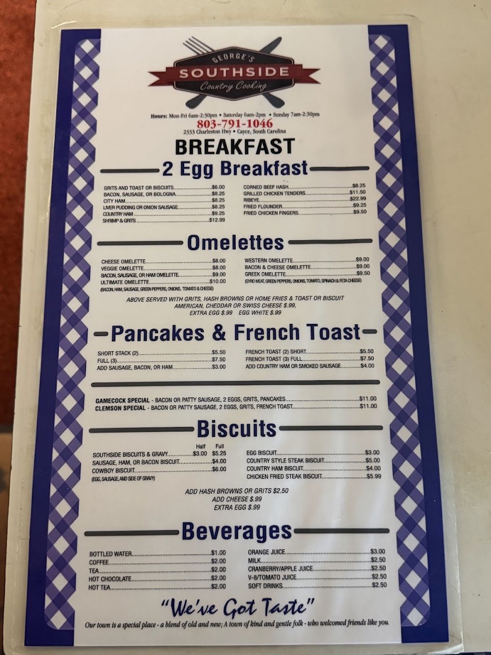 Plated Southern breakfast on a white dish